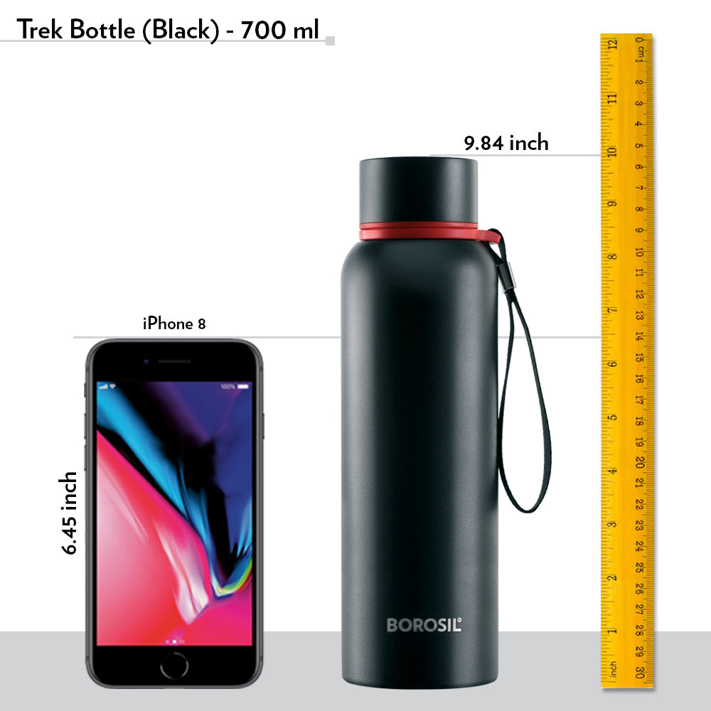 Borosil Trek Black Personalise, 700ml
