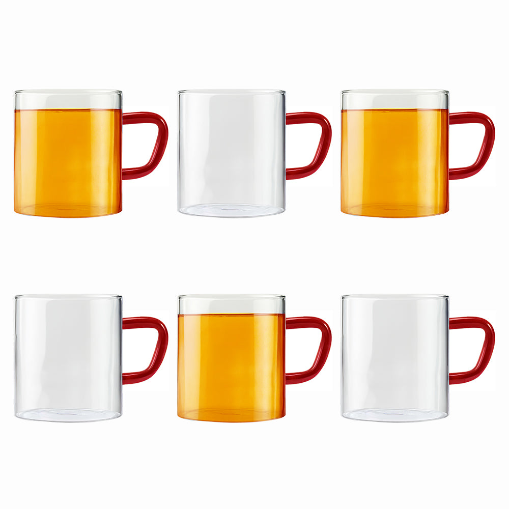 Borosil Brown Vision Classic Mug Set, 190ml x 6