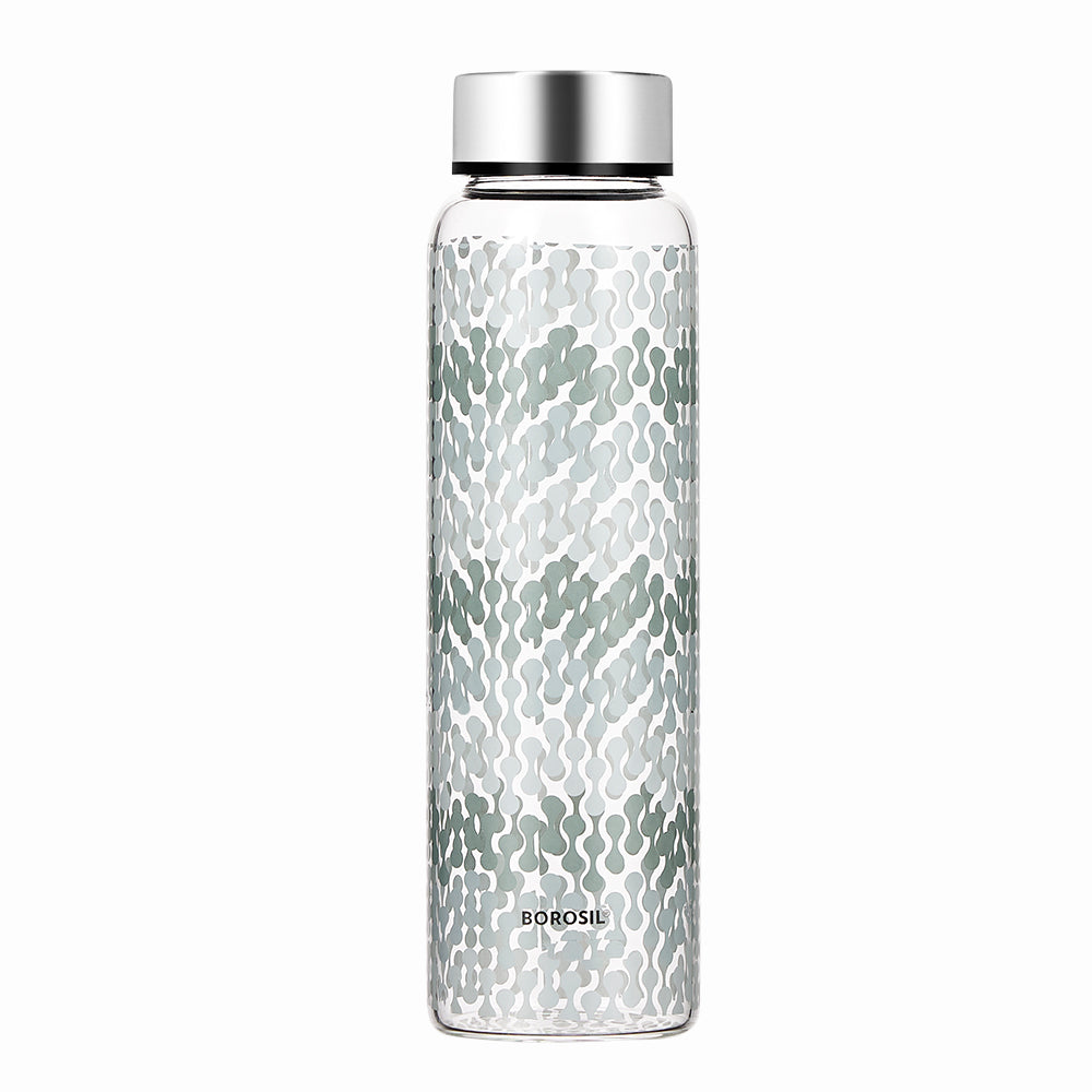Vista Glass Bottle w Wide Mouth, Silver Lid, 1L