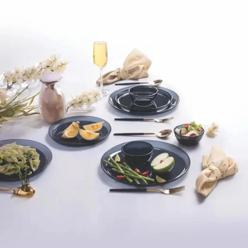 Borosil Aura Glass Dinner Set, Grey, 20 pc