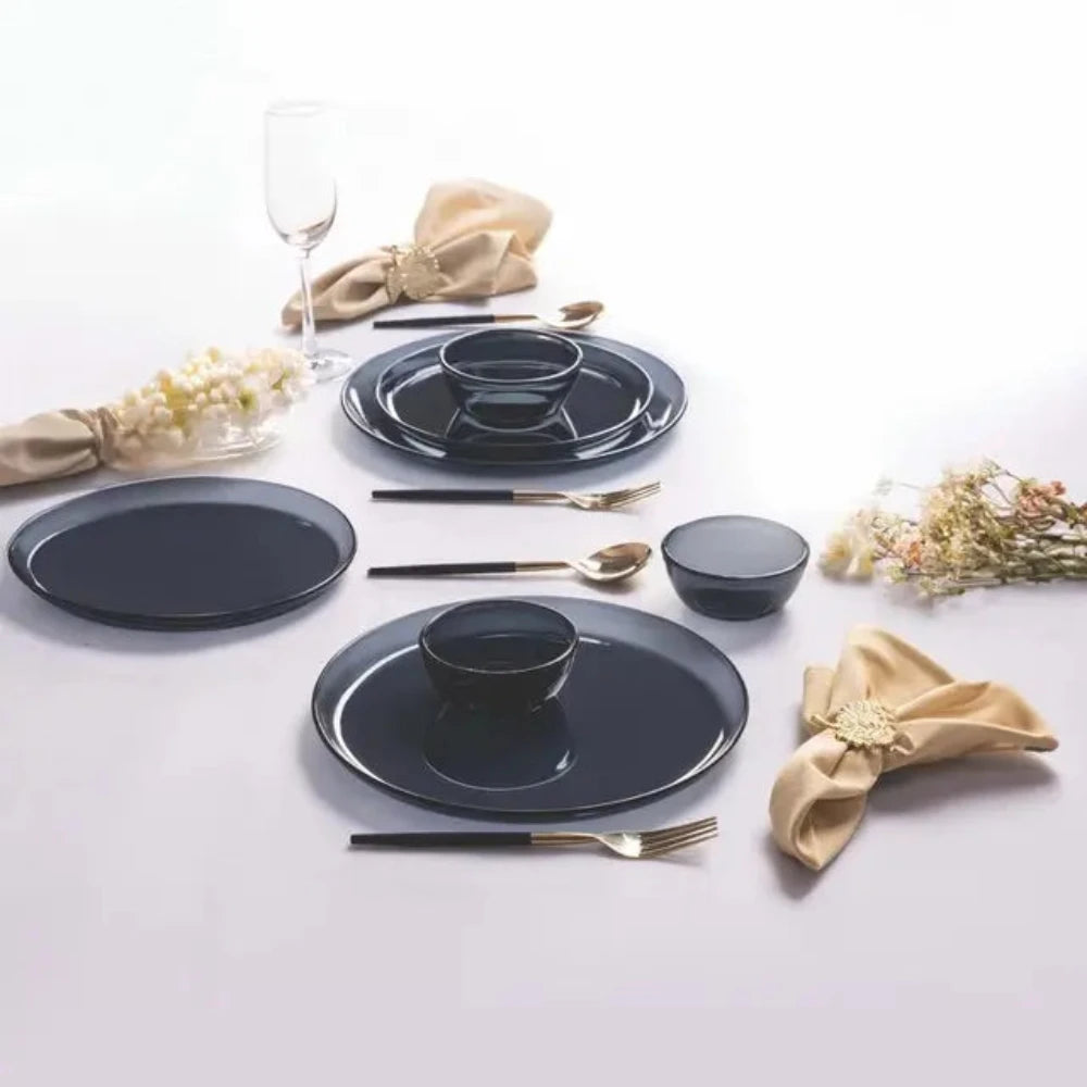 Borosil Aura Glass Dinner Set, Grey, 20 pc