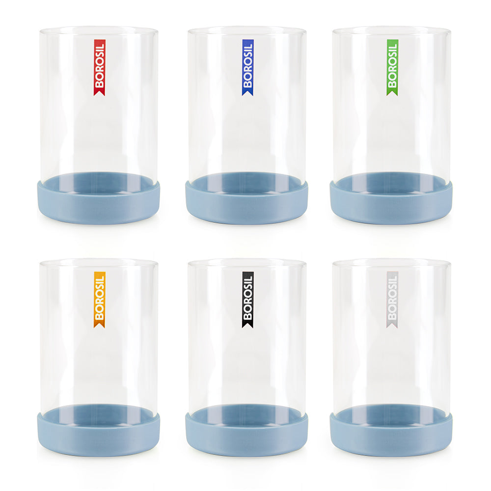 Borosil Vision Glass Set of 6, 295 ml, Flint Gray