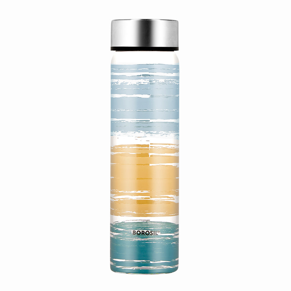 Glance Glass Bottle w Wide Mouth, Silver Lid, 550ml