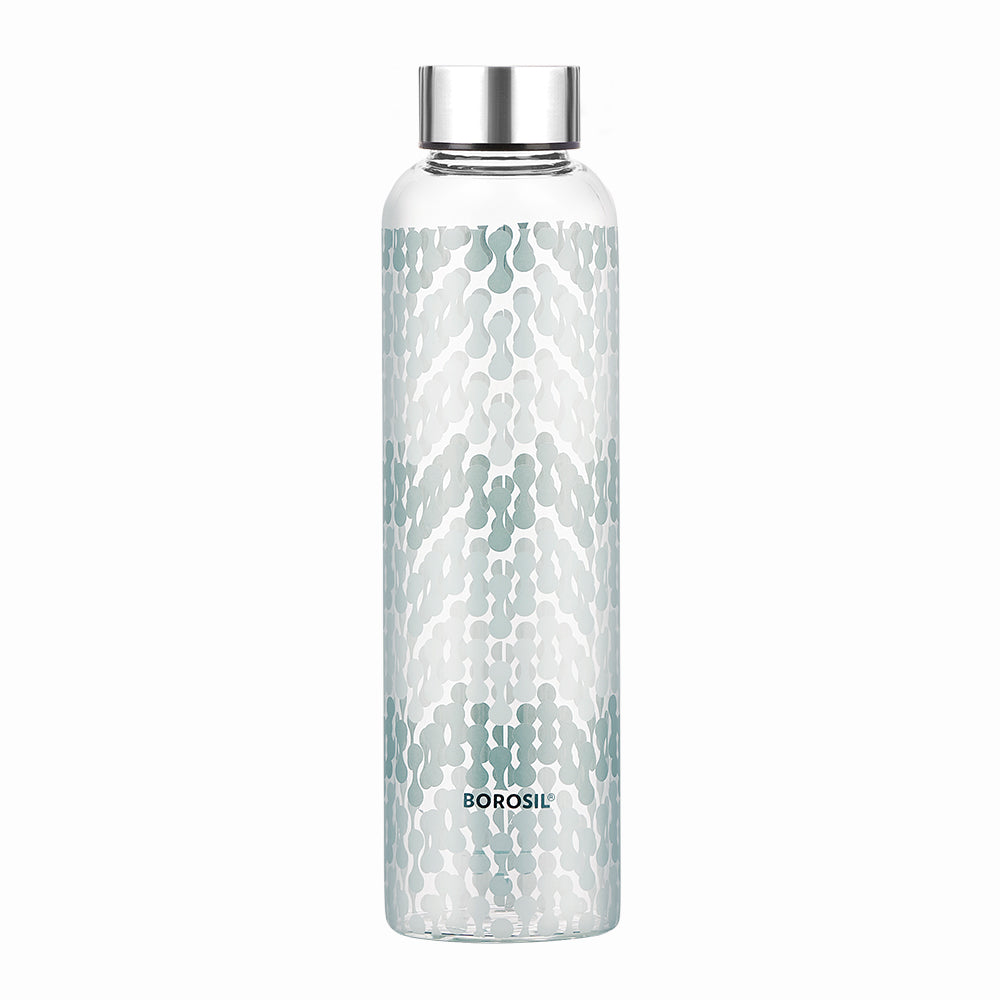 Vista Glass Bottle w Narrow Mouth, Silver Lid, 550ml