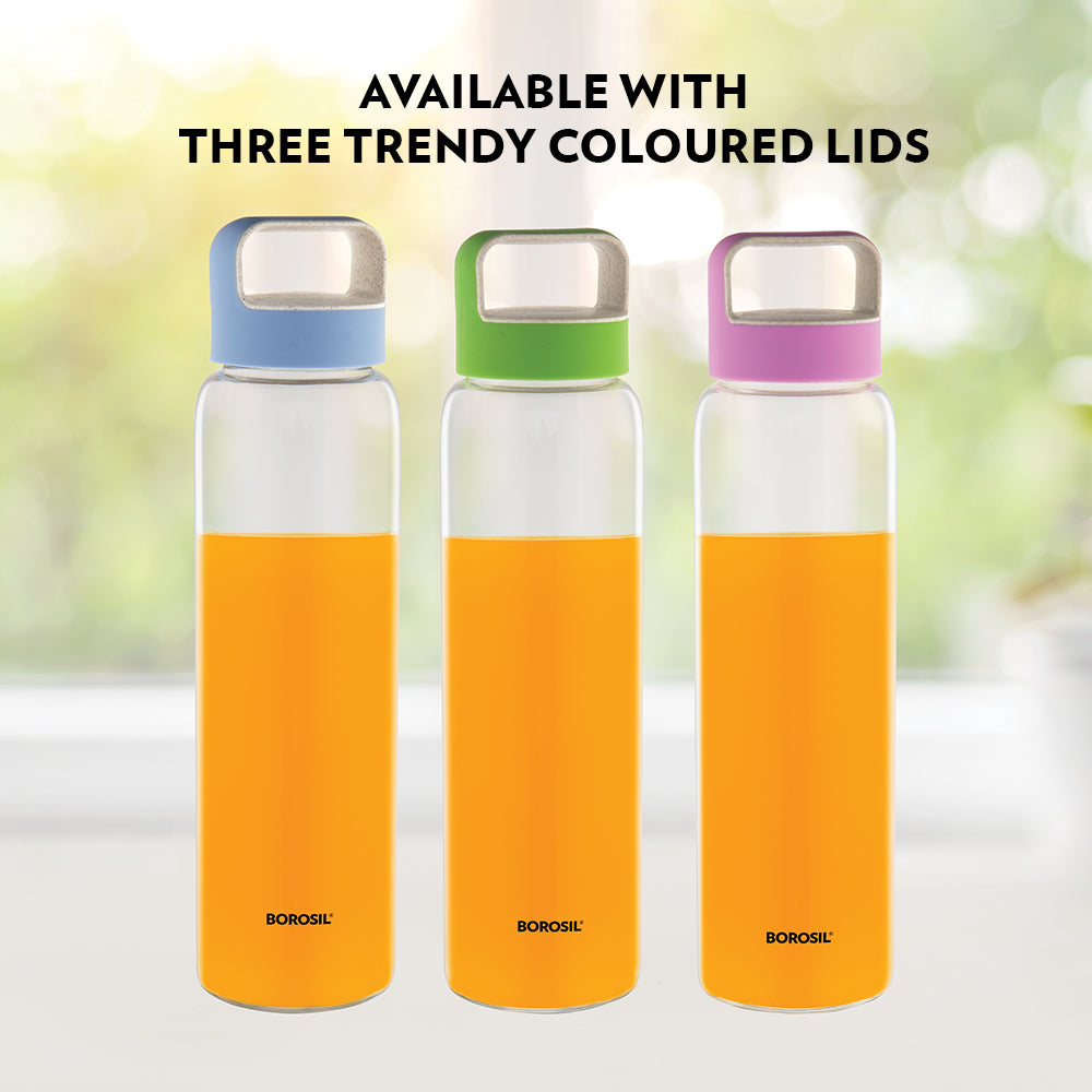 Neo Borosilicate Glass Bottle - Blue Lid