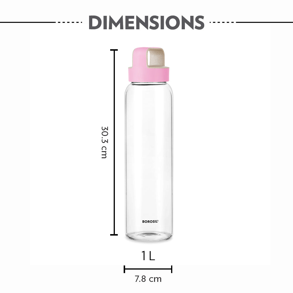 Neo Borosilicate Glass Bottle - Pink Lid