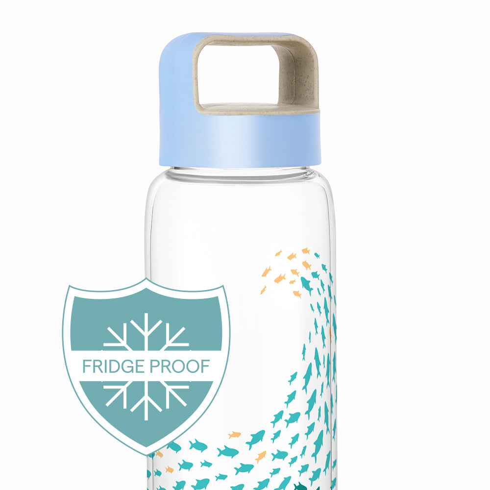 Borosil Marina Glass Bottle w Husk Lid, 750ml