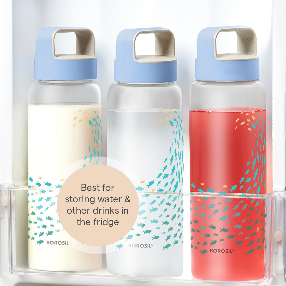 Borosil Marina Glass Bottle w Husk Lid, 750ml