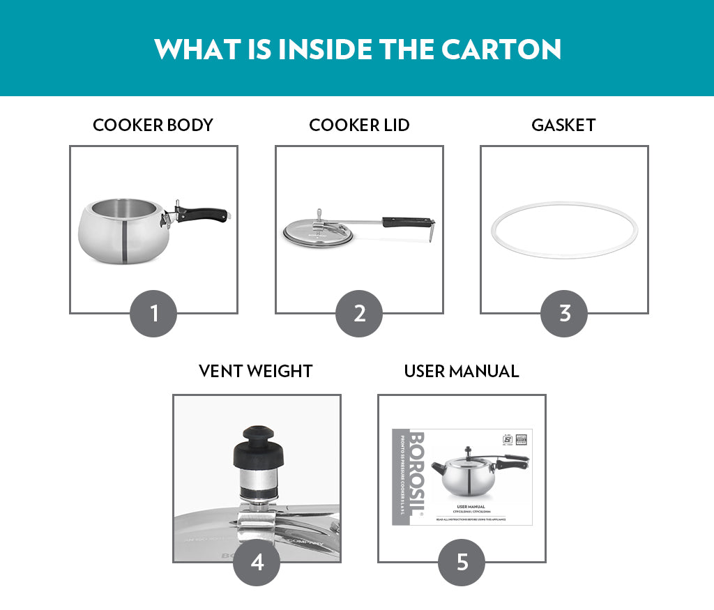 Borosil Pronto SS Pressure Cooker, 3L