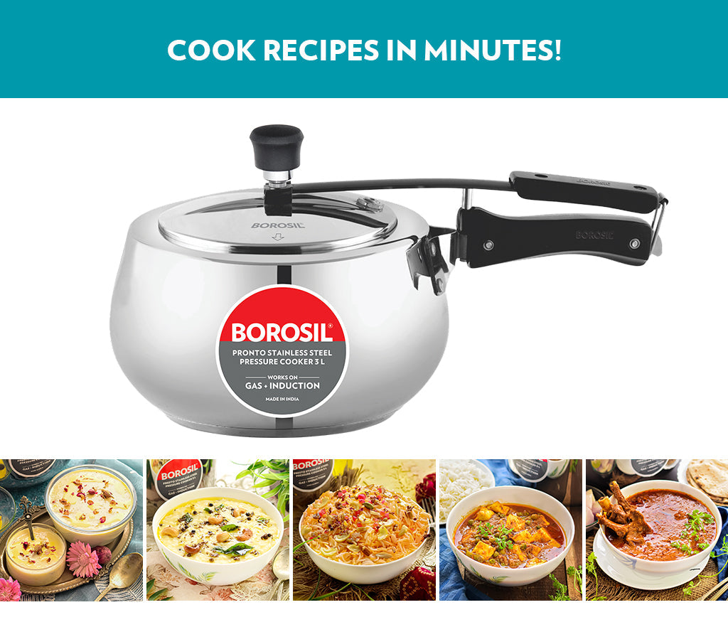Borosil Pronto SS Pressure Cooker, 3L