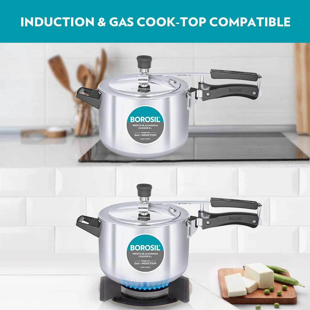 Borosil Presto Aluminium Pressure Cooker, 5L