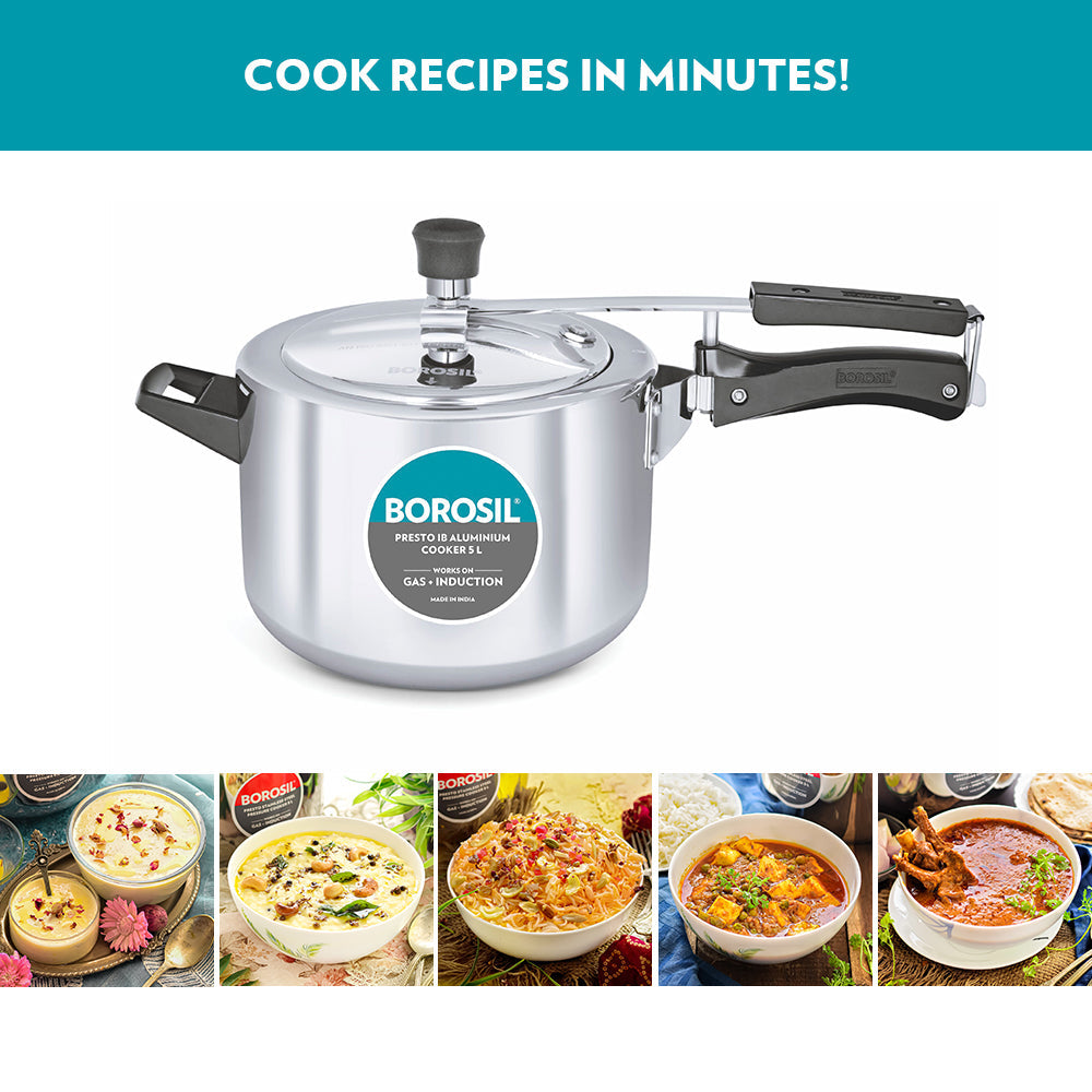Borosil Presto Aluminium Pressure Cooker, 5L