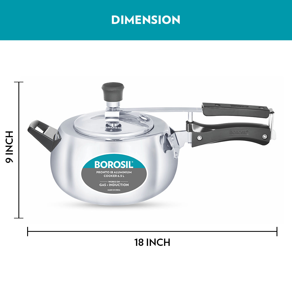 Borosil Pronto Aluminium Pressure Cooker, 6.5L