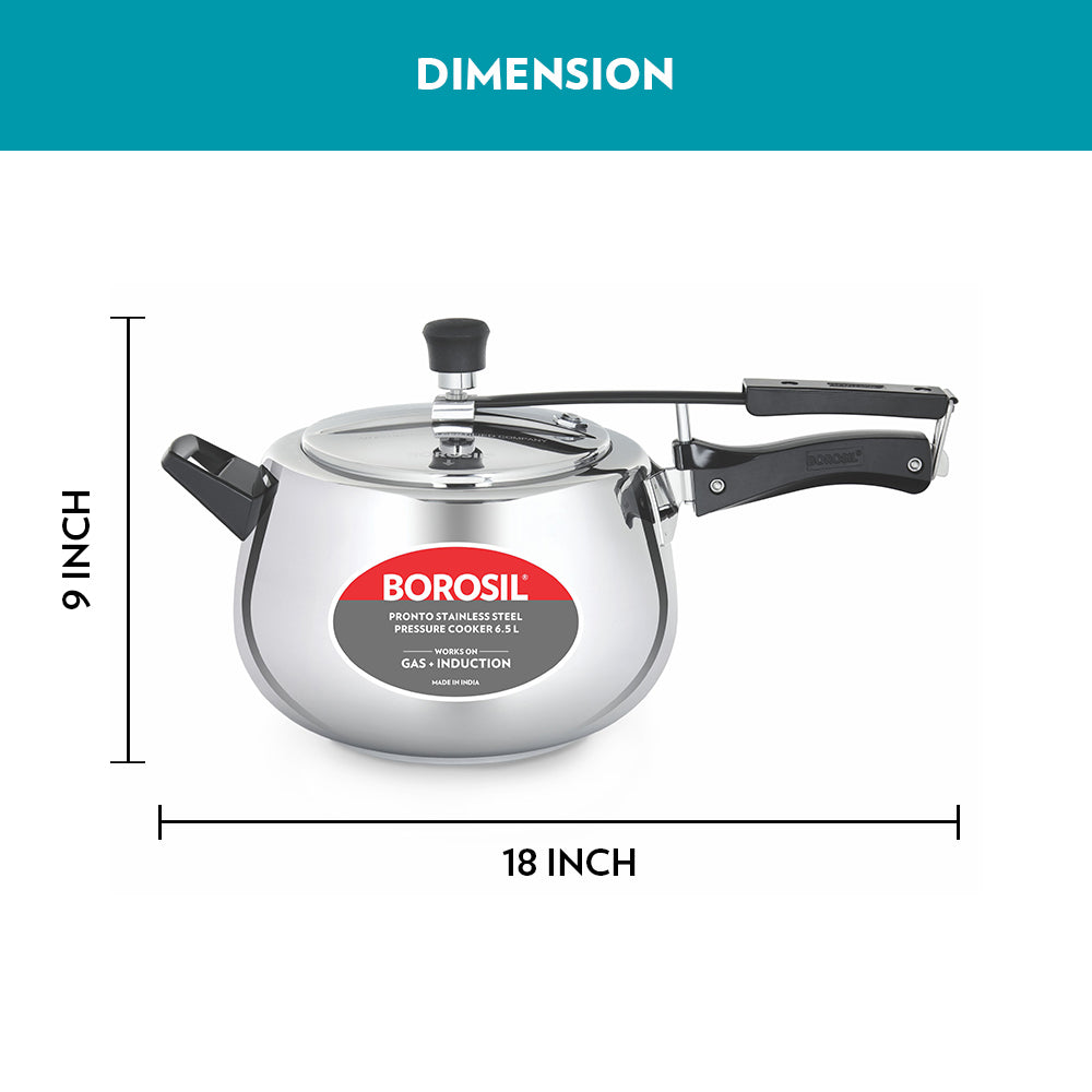 Borosil Pronto SS Pressure Cooker, 6.5L