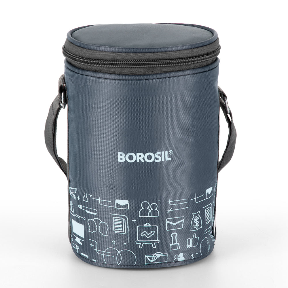 Borosil CarryFresh Lunch Bag For Lunch Box Set of 2, (280ml x 2 + 180ml), Flat
