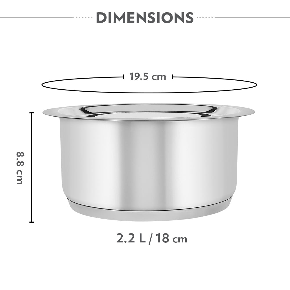 Borosil Cookfresh Impact Bonded Tri-Ply Bottom Tope + Lid, 1.5L/16cm