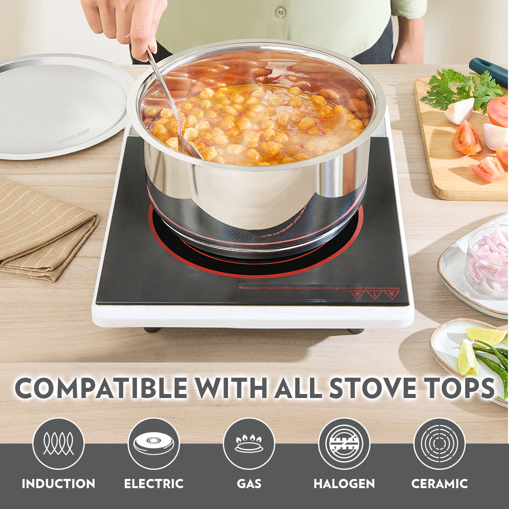 Borosil Cookfresh Impact Bonded Tri-Ply Bottom Tope + Lid, 3.5L/20cm