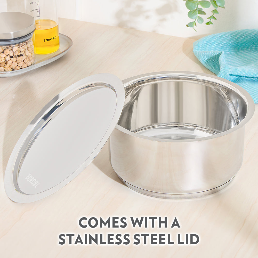 Borosil Cookfresh Impact Bonded Tri-Ply Bottom Tope + Lid, 3.5L/20cm
