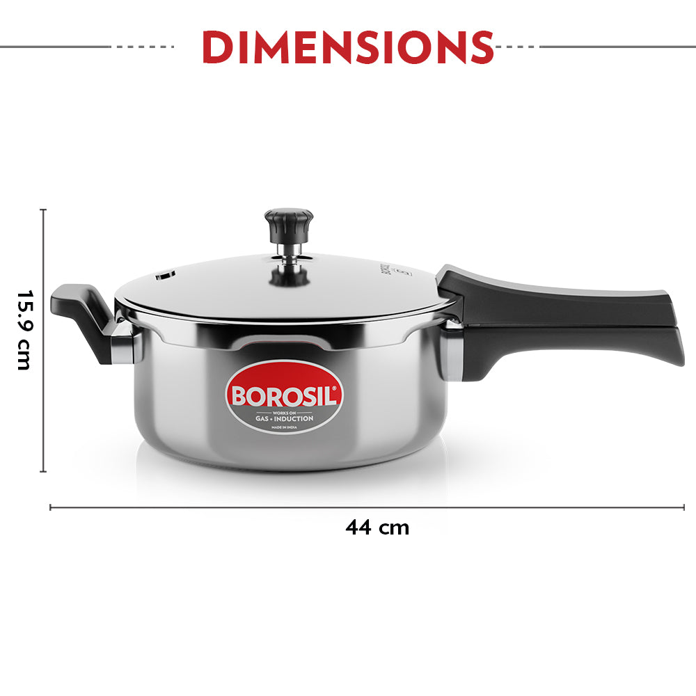 Borosil Presto Tri-Ply Outer Lid Pressure Cooker, 3L
