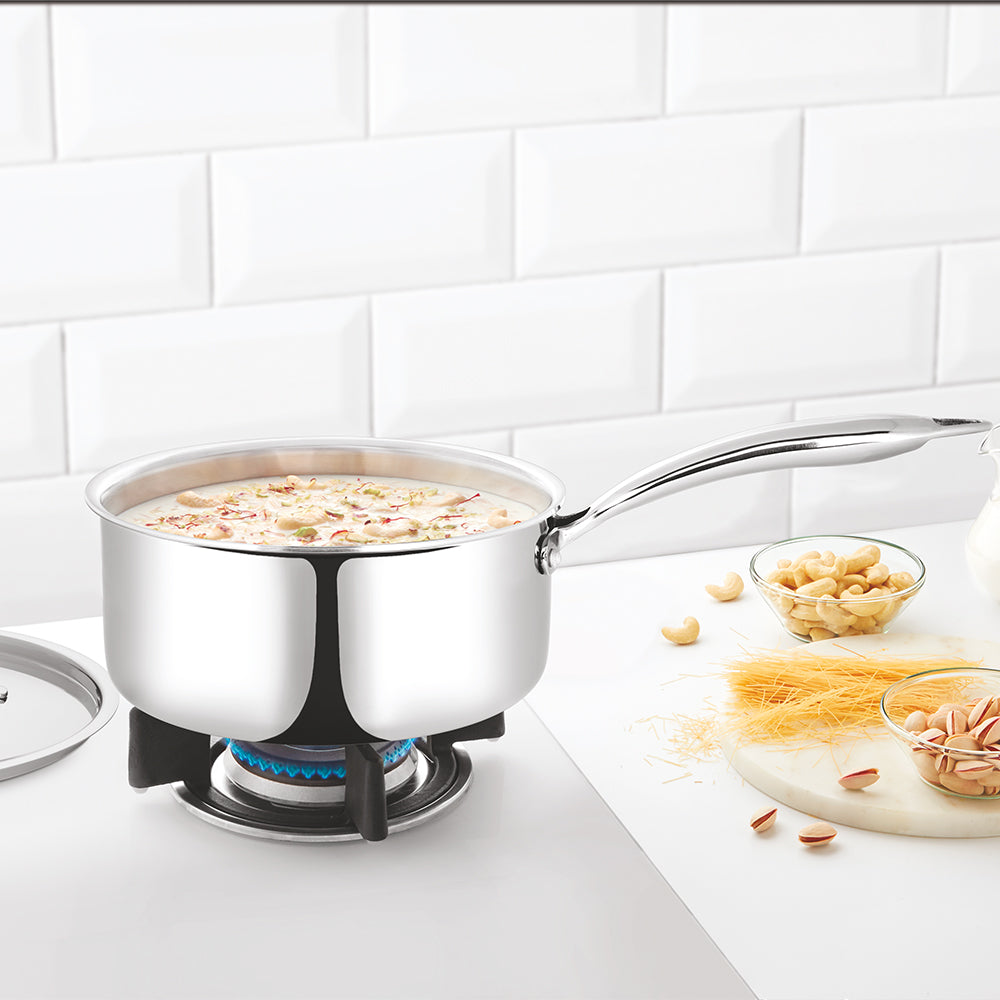 Borosil Cookfresh Triply Saucepan w Lid (Steel Handle), 2.7L/20cm