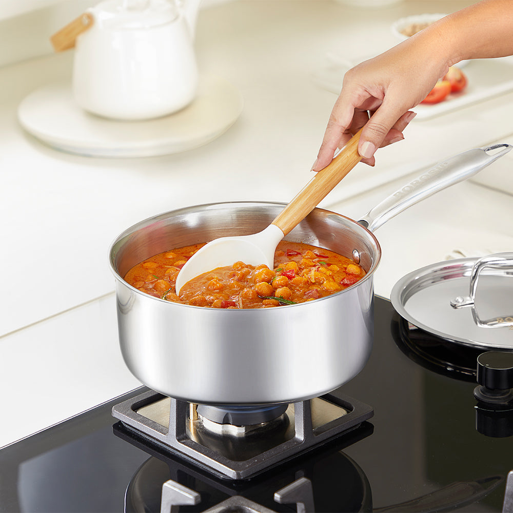 Borosil Cookfresh Triply Saucepan w Lid (Steel Handle), 2.7L/20cm