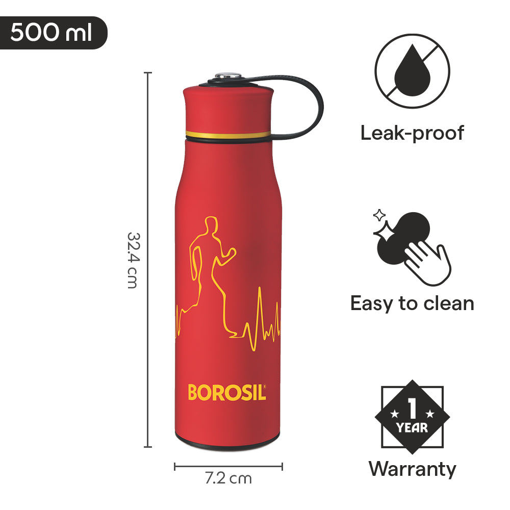 Active Vaccum Insulated Bottle, Red