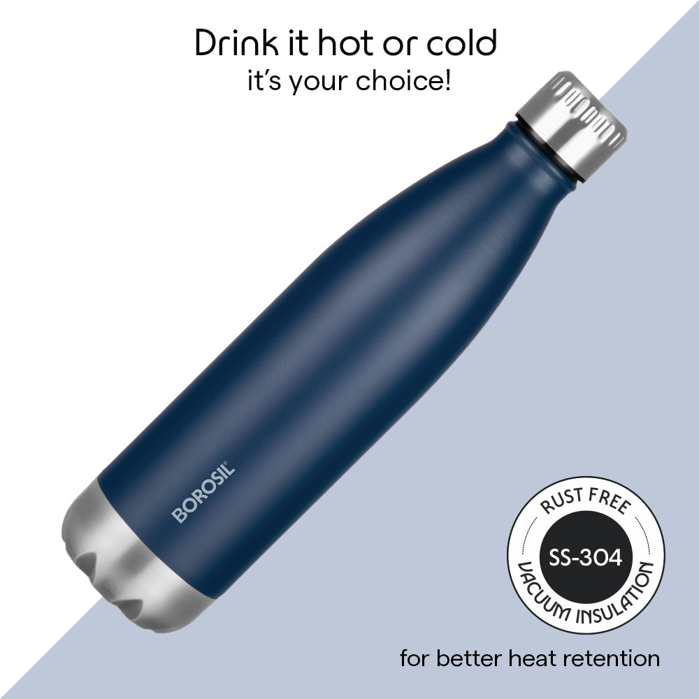 Borosil Bolt Insulated Bottle 500 ml, Blue
