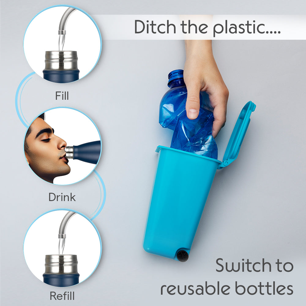 Borosil Bolt Insulated Bottle 500 ml, Blue