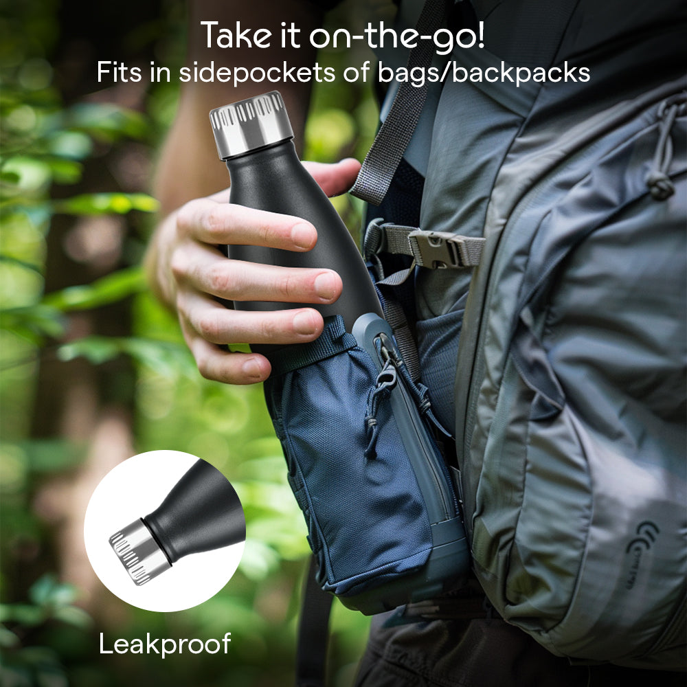 Borosil Bolt Insulated Bottle 1L, Matte Black