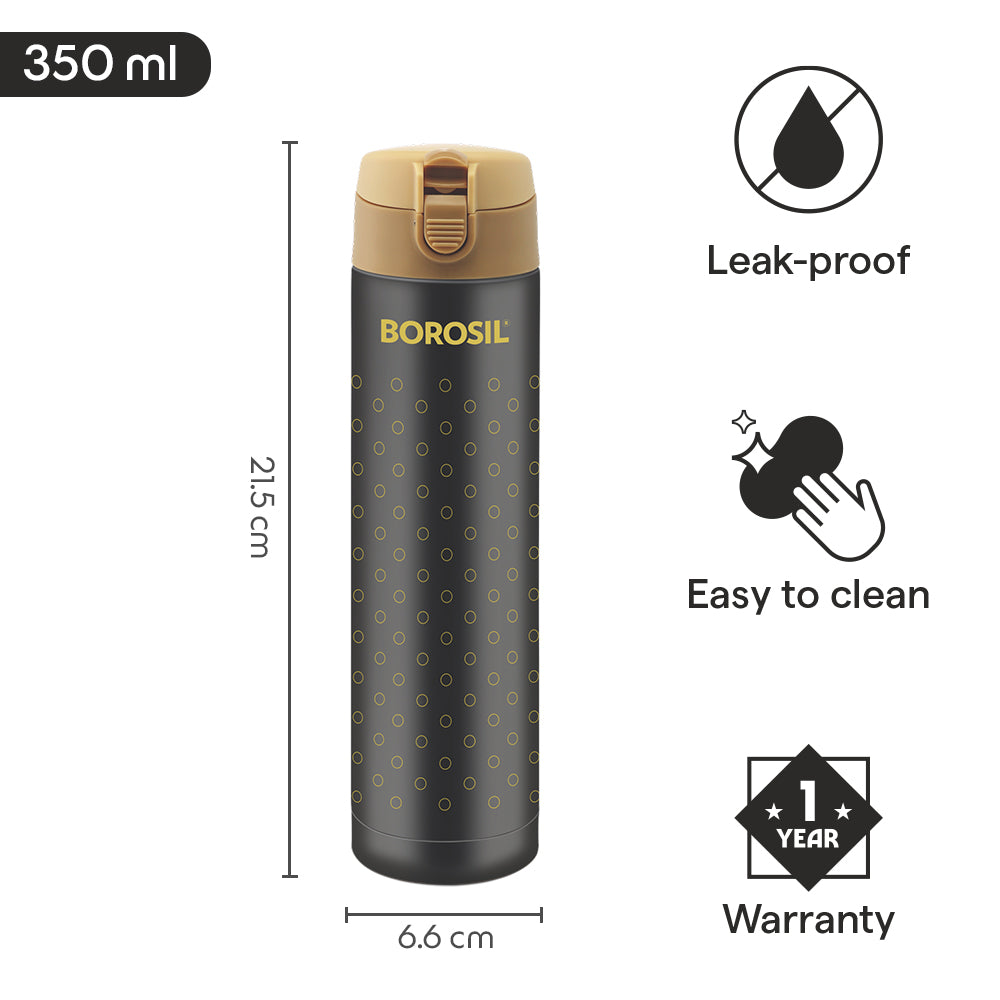 Polka Vaccum Insulated Bottle, Black