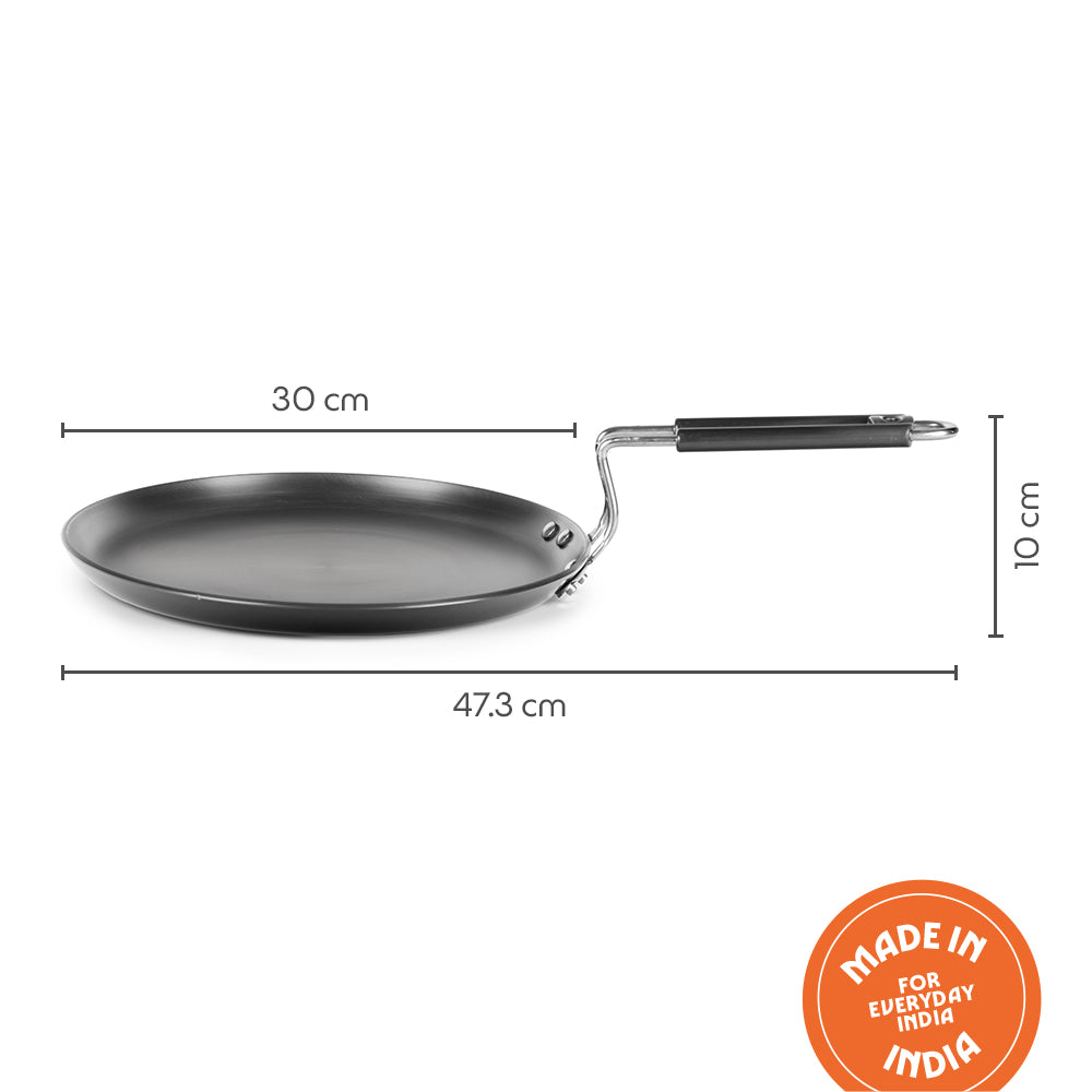 Hard Anodized Induction Base Flat Tawa, 30 cm
