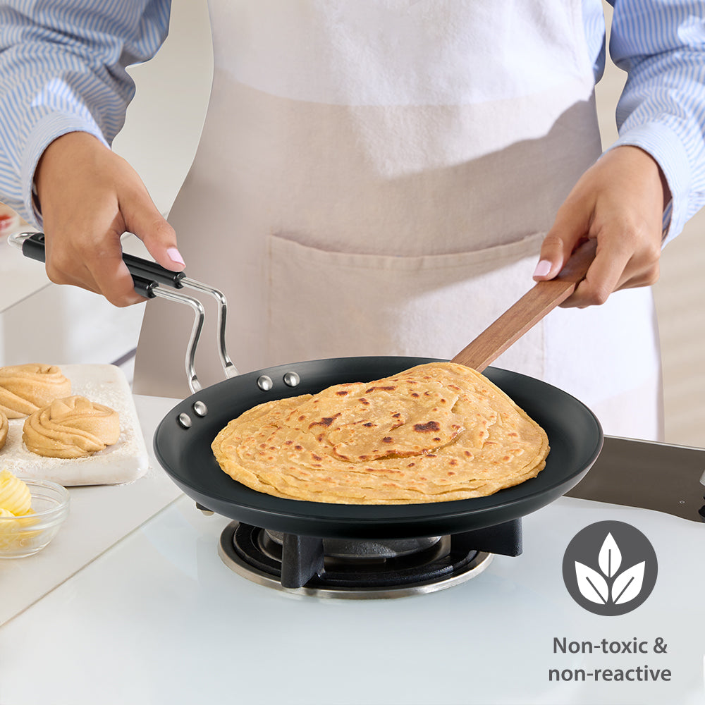 Hard Anodized Induction Base Flat Tawa, 30 cm