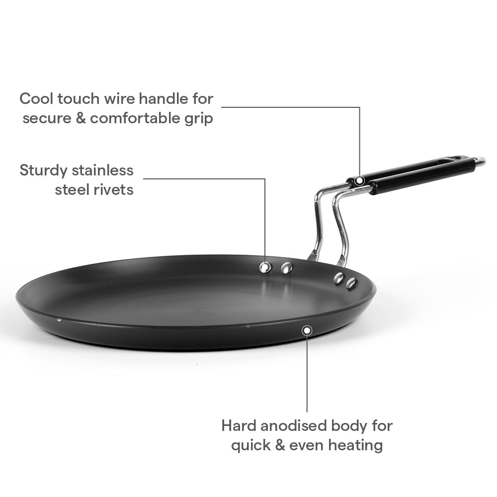 Hard Anodized Induction Base Flat Tawa, 30 cm