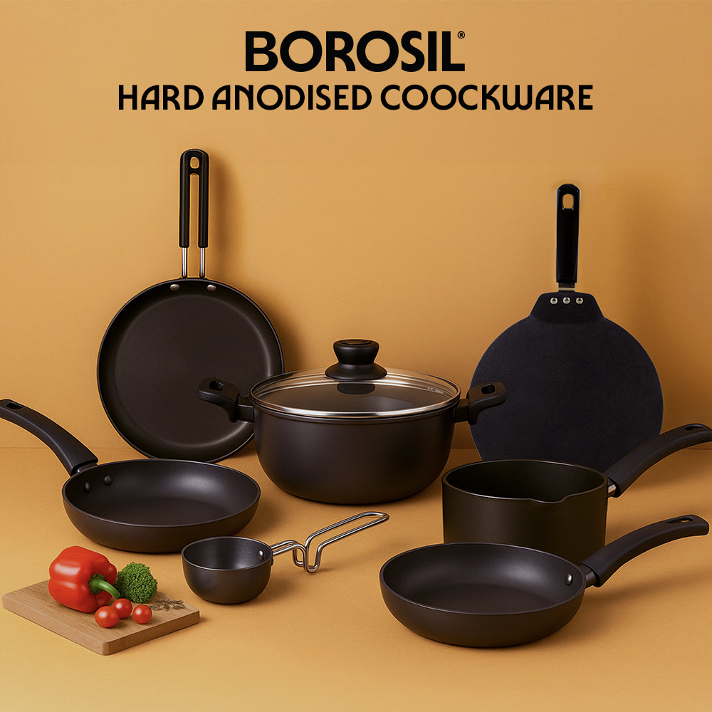 Hard Anodized Induction Base Deep Kadhai W Glass Lid, 26 cm / 4L