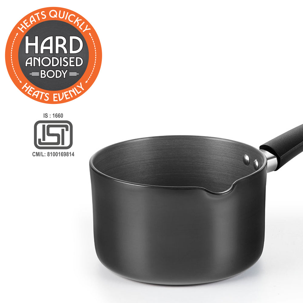 Hard Anodized Induction Base Spout Sauce Pan, 16 cm / 2L