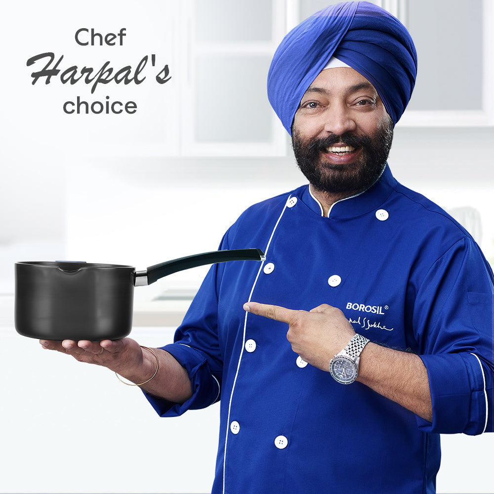 Hard Anodized Induction Base Spout Sauce Pan, 16 cm / 2L