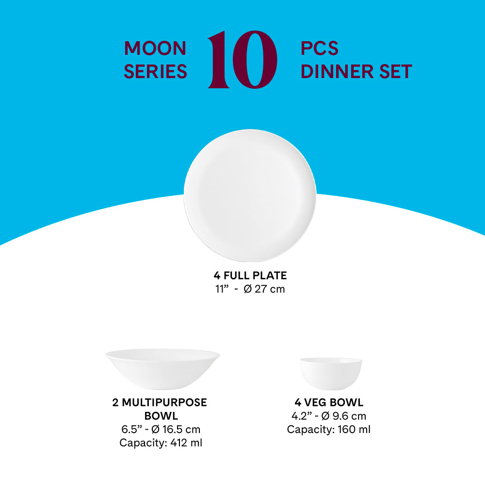 Larah by Borosil, Dora Dinner Set 10 pc Set: Serves 4