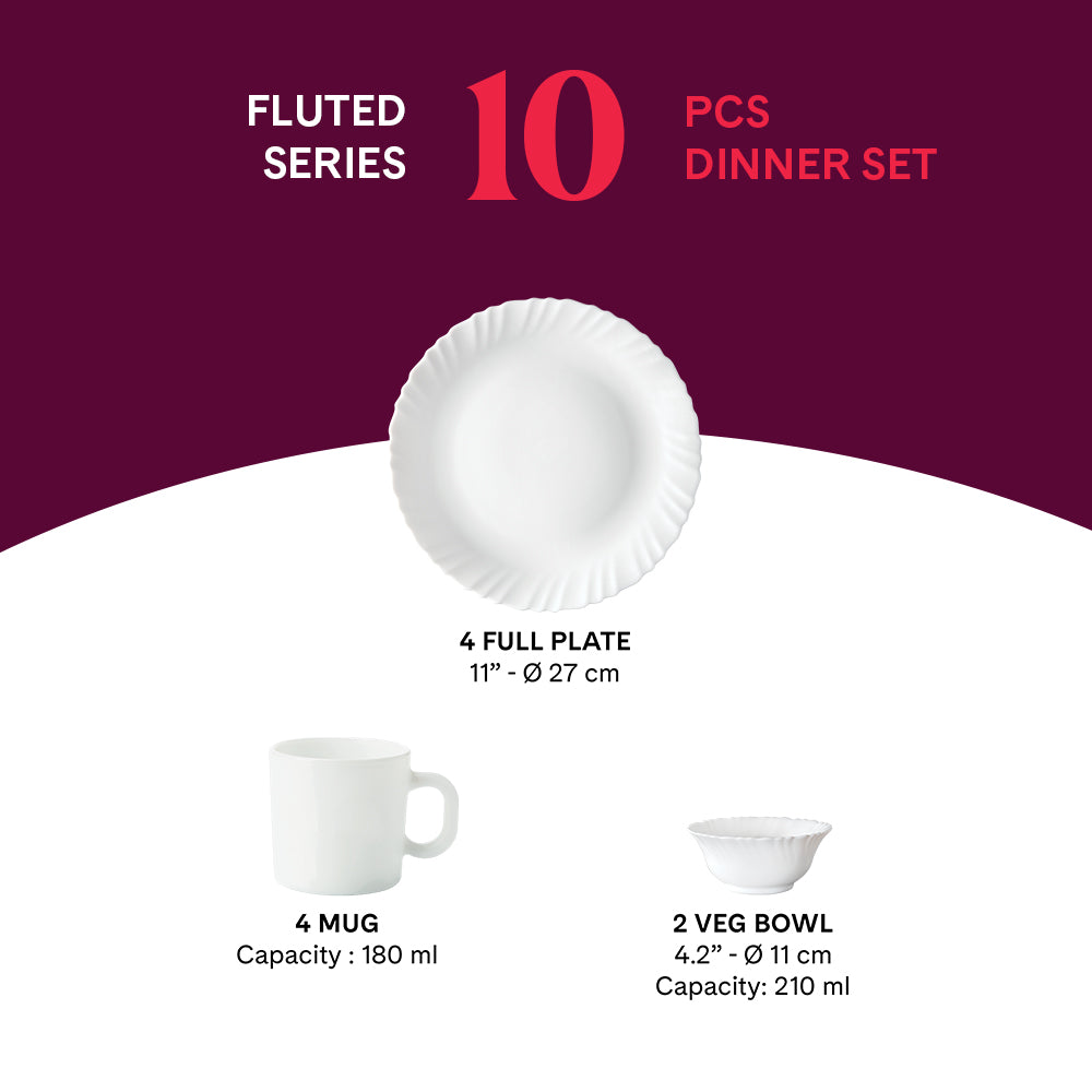 Larah by Borosil, Persia Dinner Set 10 pc Set: Serves 4