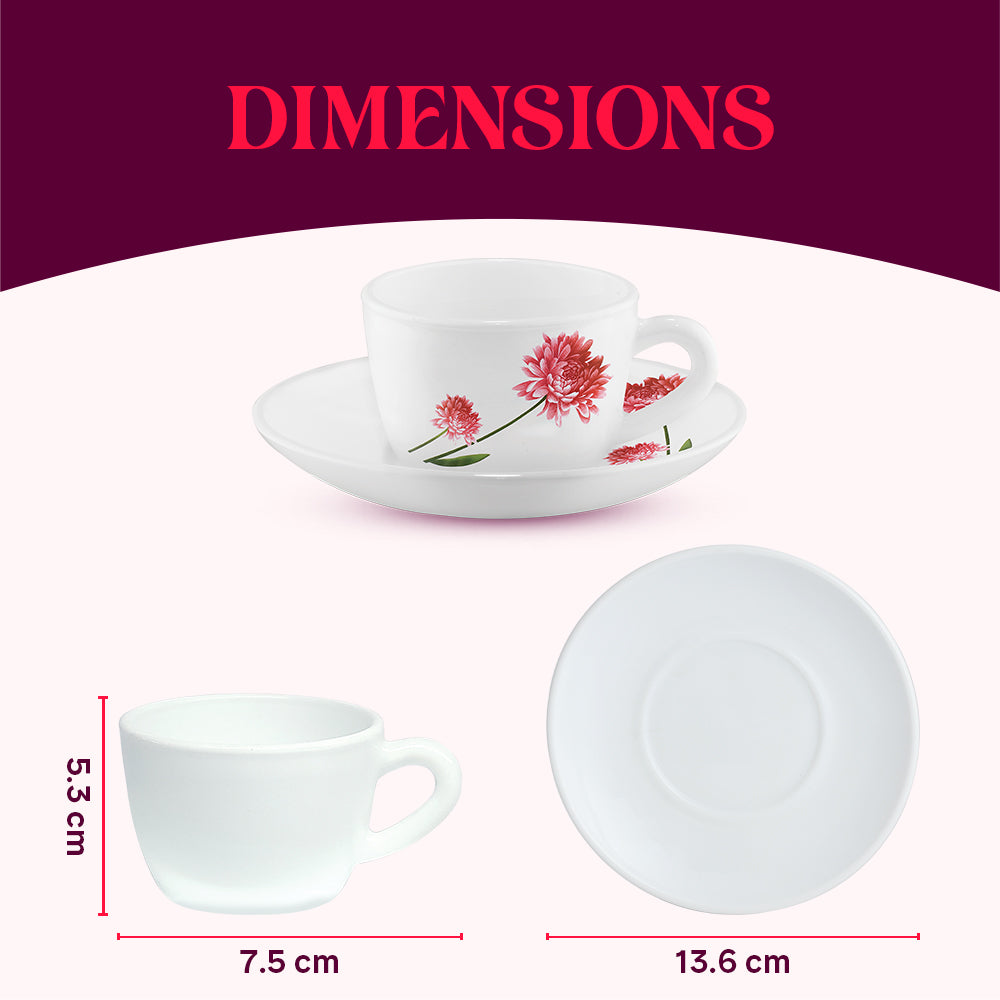 Larah by Borosil Belle Cup n Saucer Set 140 ml x 12
