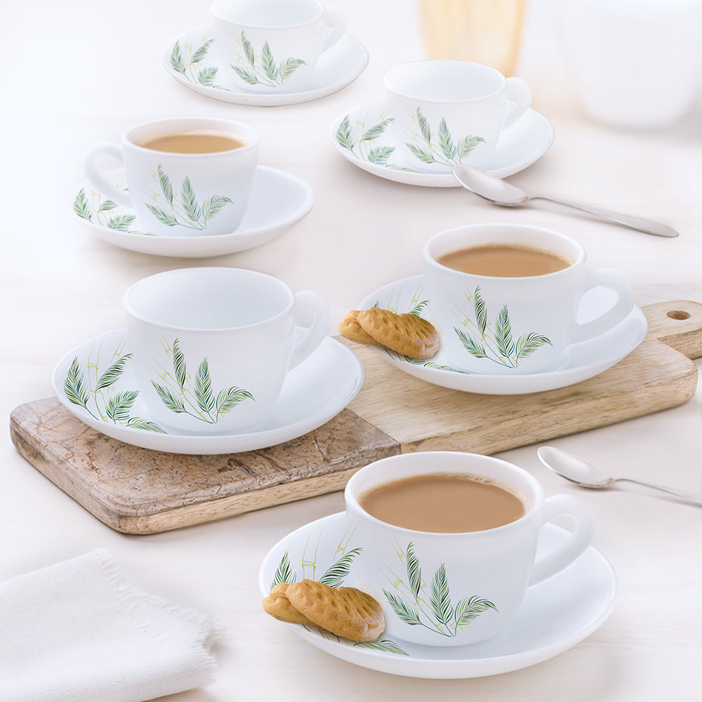 Larah by Borosil Breeze Cup n Saucer Set 140 ml x 12