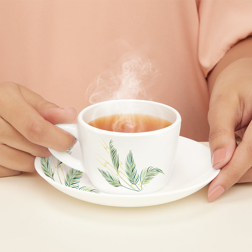 Larah by Borosil Breeze Cup n Saucer Set 140 ml x 12