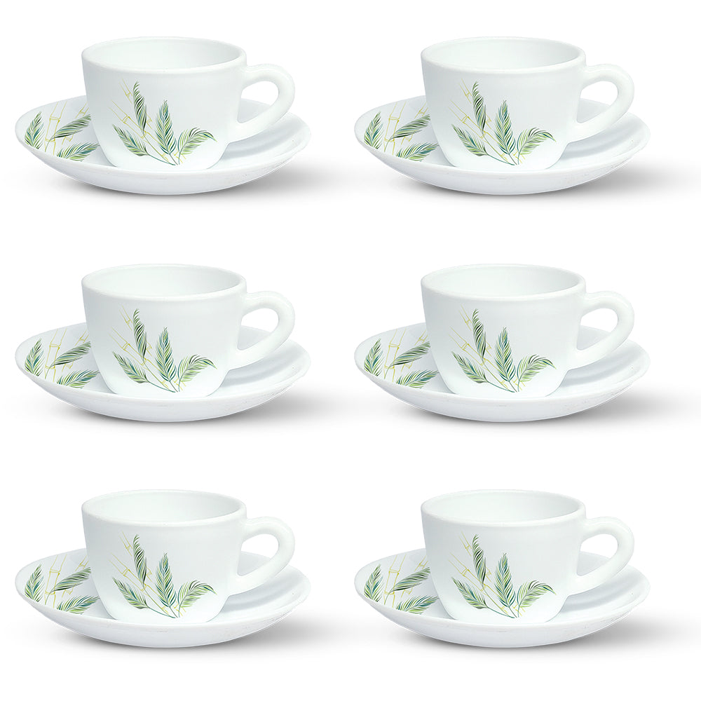 Larah by Borosil Breeze Cup n Saucer Set 140 ml x 12
