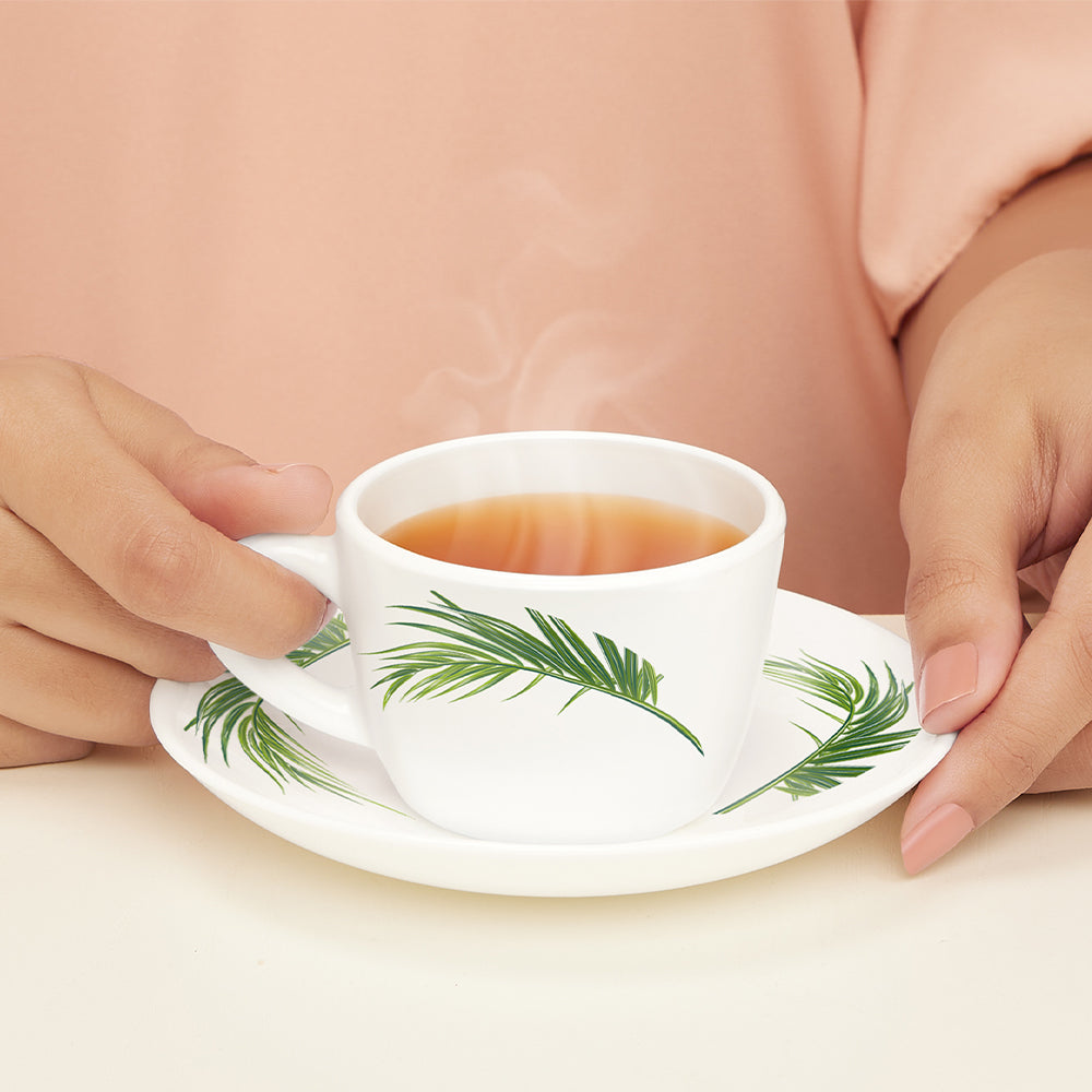 Larah by Borosil Crescent Cup n Saucer Set 140 ml x 12