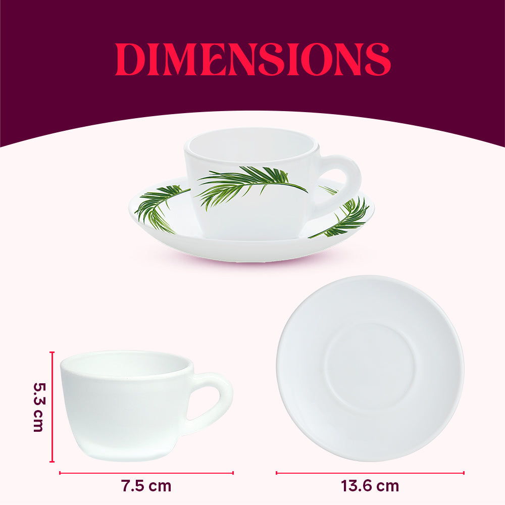 Larah by Borosil Crescent Cup n Saucer Set 140 ml x 12