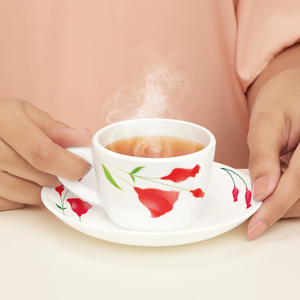 Larah by Borosil Diana Cup n Saucer Set 140 ml x 12