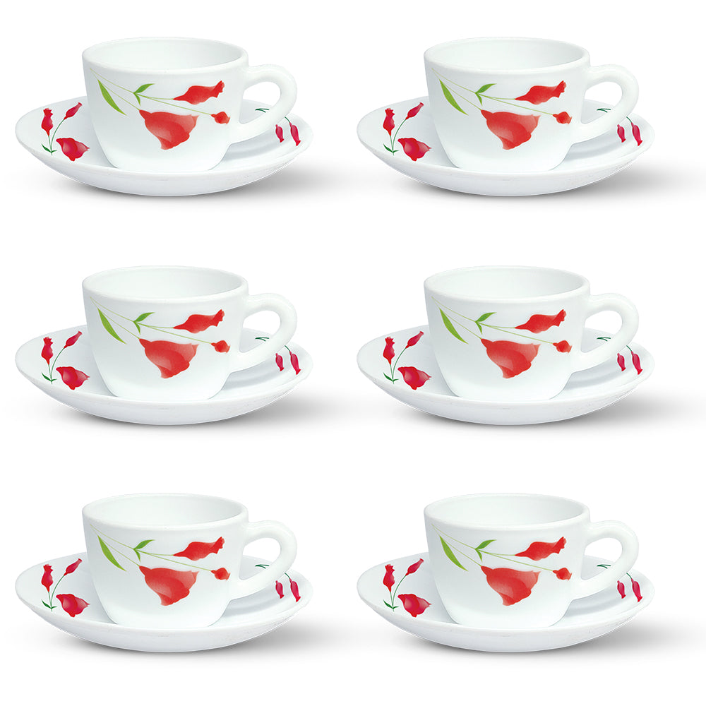 Larah by Borosil Diana Cup n Saucer Set 140 ml x 12