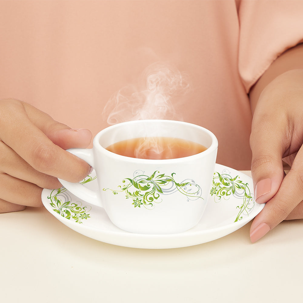 Larah by Borosil Erba Cup n Saucer Set 140 ml x 12