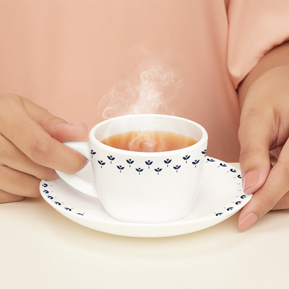 Larah by Borosil Fabula Cup n Saucer Set 140 ml x 12