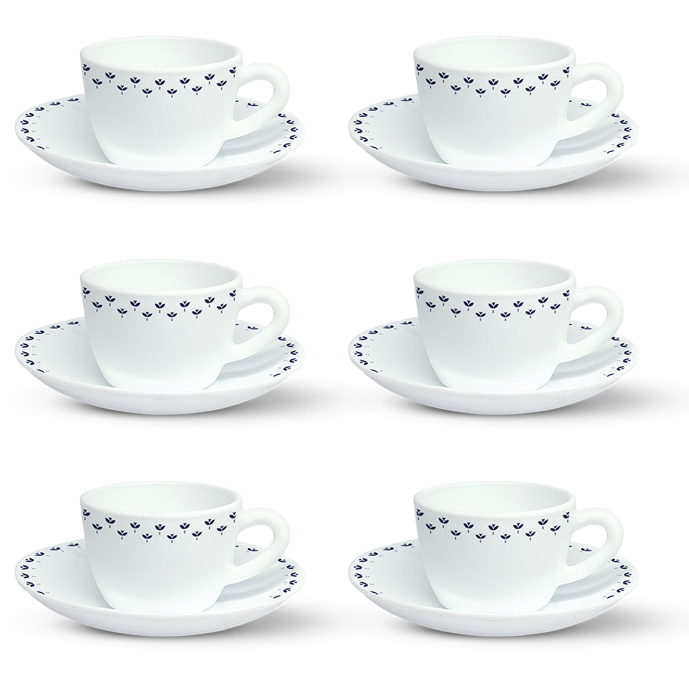 Larah by Borosil Fabula Cup n Saucer Set 140 ml x 12