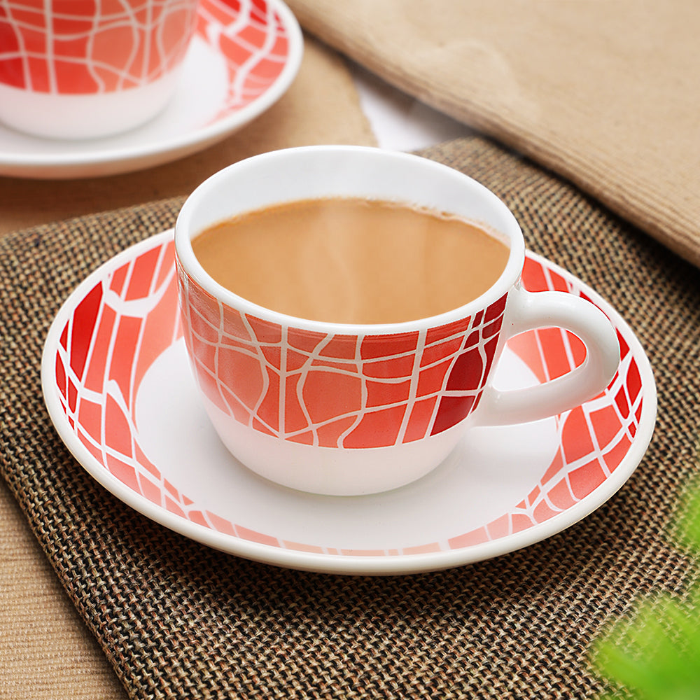 Larah by Borosil Flamingo Cup n Saucers Set 140 ml x 12